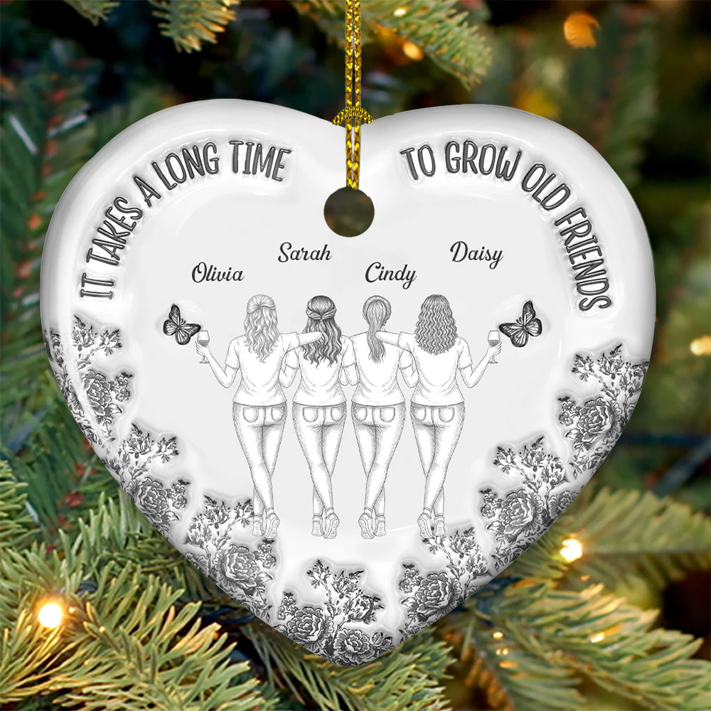 Old Friends Grow Together - Personalized Custom 3D Inflated Effect Ceramic Ornament - Image 3