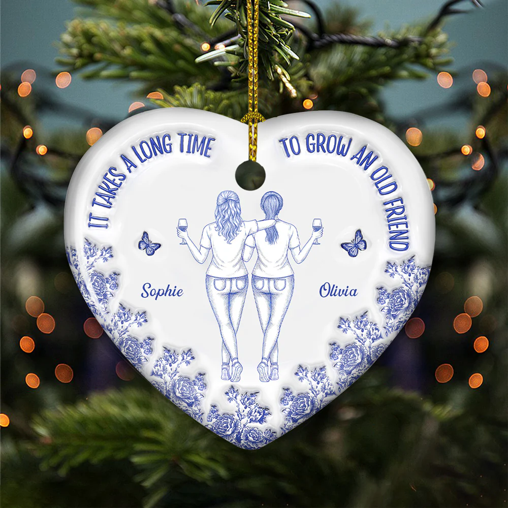 Old Friends Grow Together - Personalized Custom 3D Inflated Effect Ceramic Ornament - Image 5