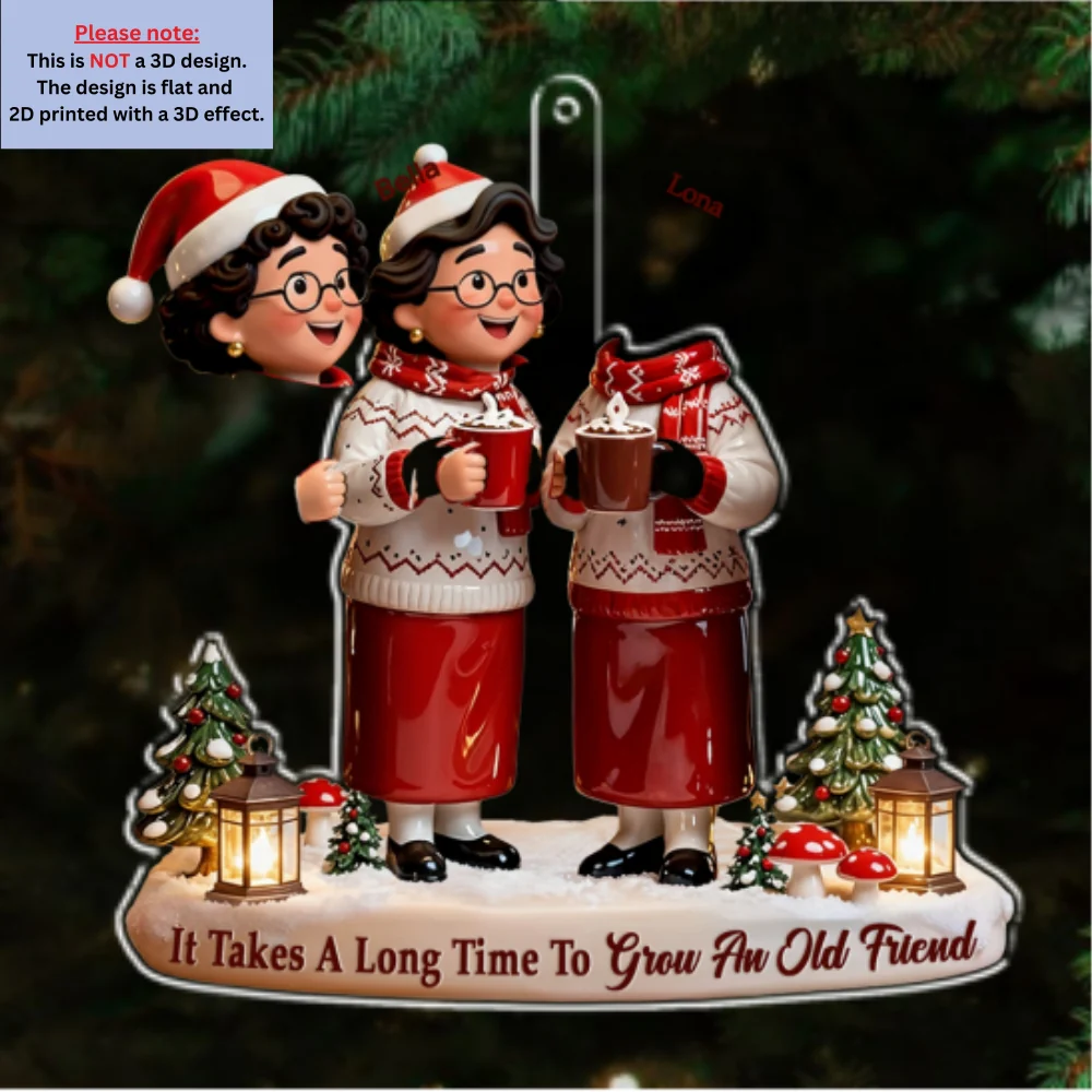 Old Friends New Memories - Personalized Custom Acrylic Ornament - Image 6