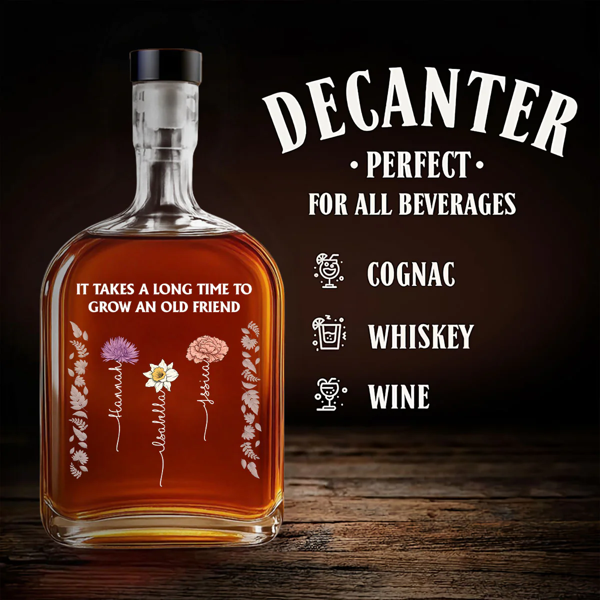 Old Friends - Personalized Custom Spirits Decanter - Image 4