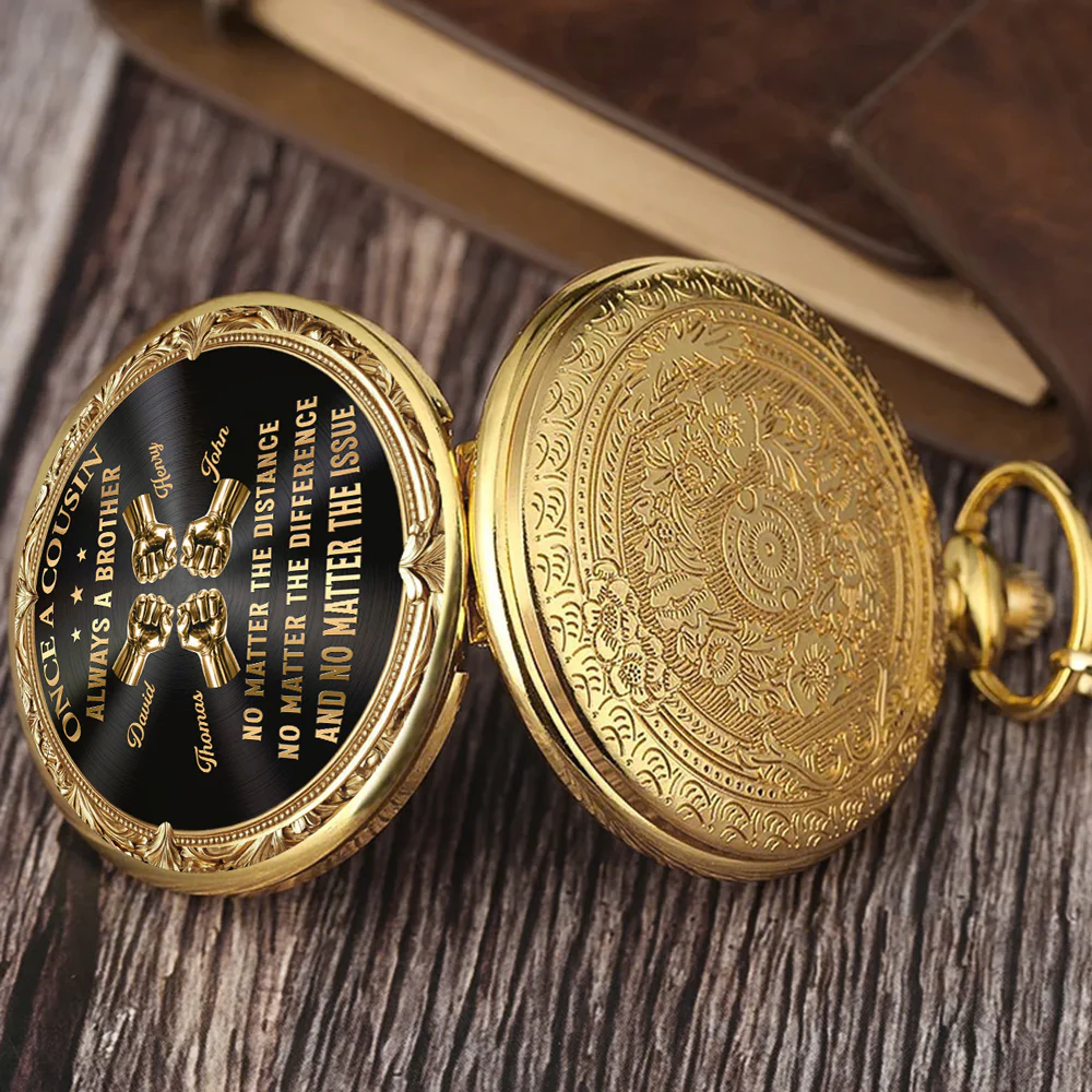 Once A Brother Always A Brother - Personalized Custom Print Pocket Watch - Image 2