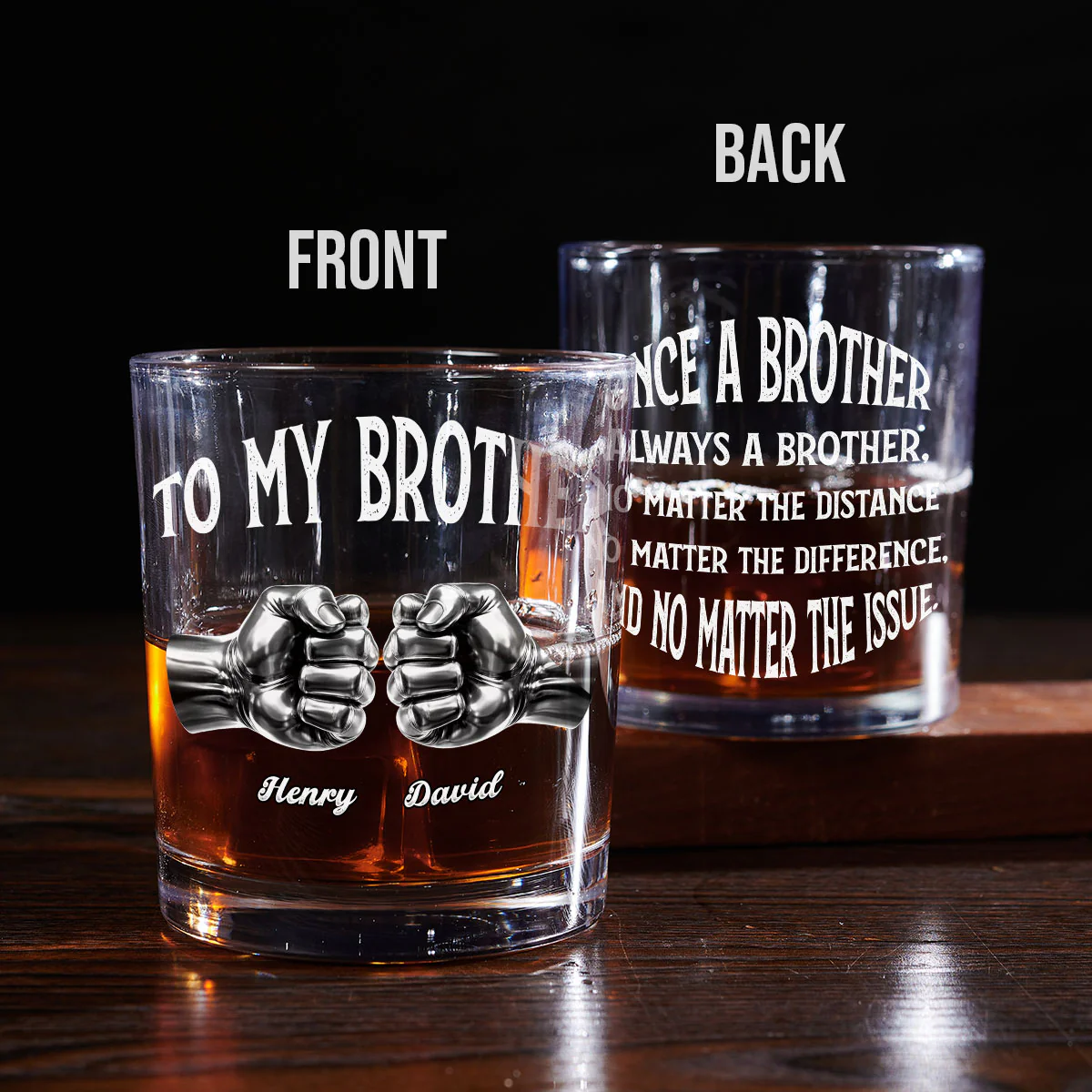 Once A Brother And Always A Brother - Personalized Custom Whiskey Glass - Image 4
