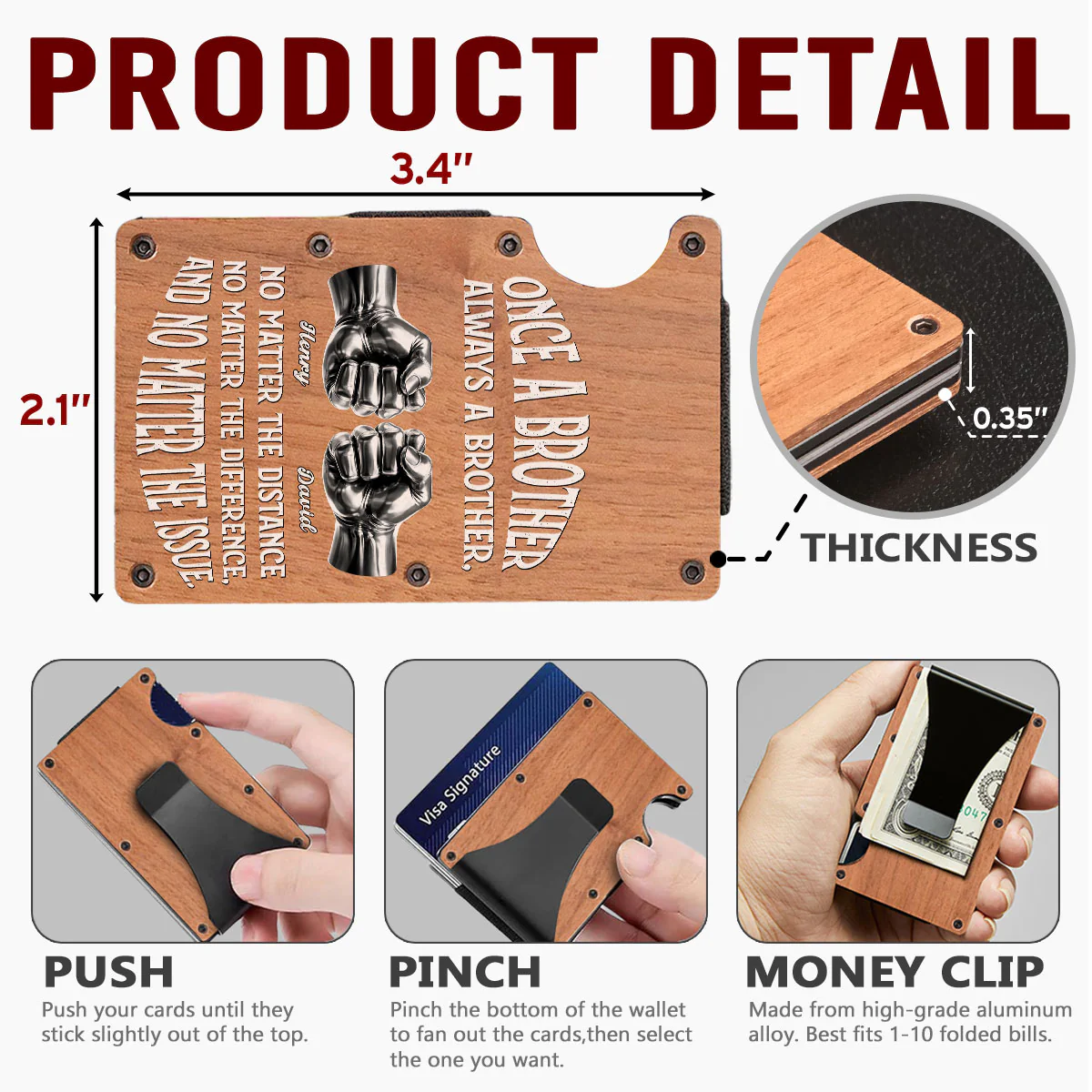 Once A Brother And Always A Brother - Personalized Custom Wooden Card Holder - Image 6