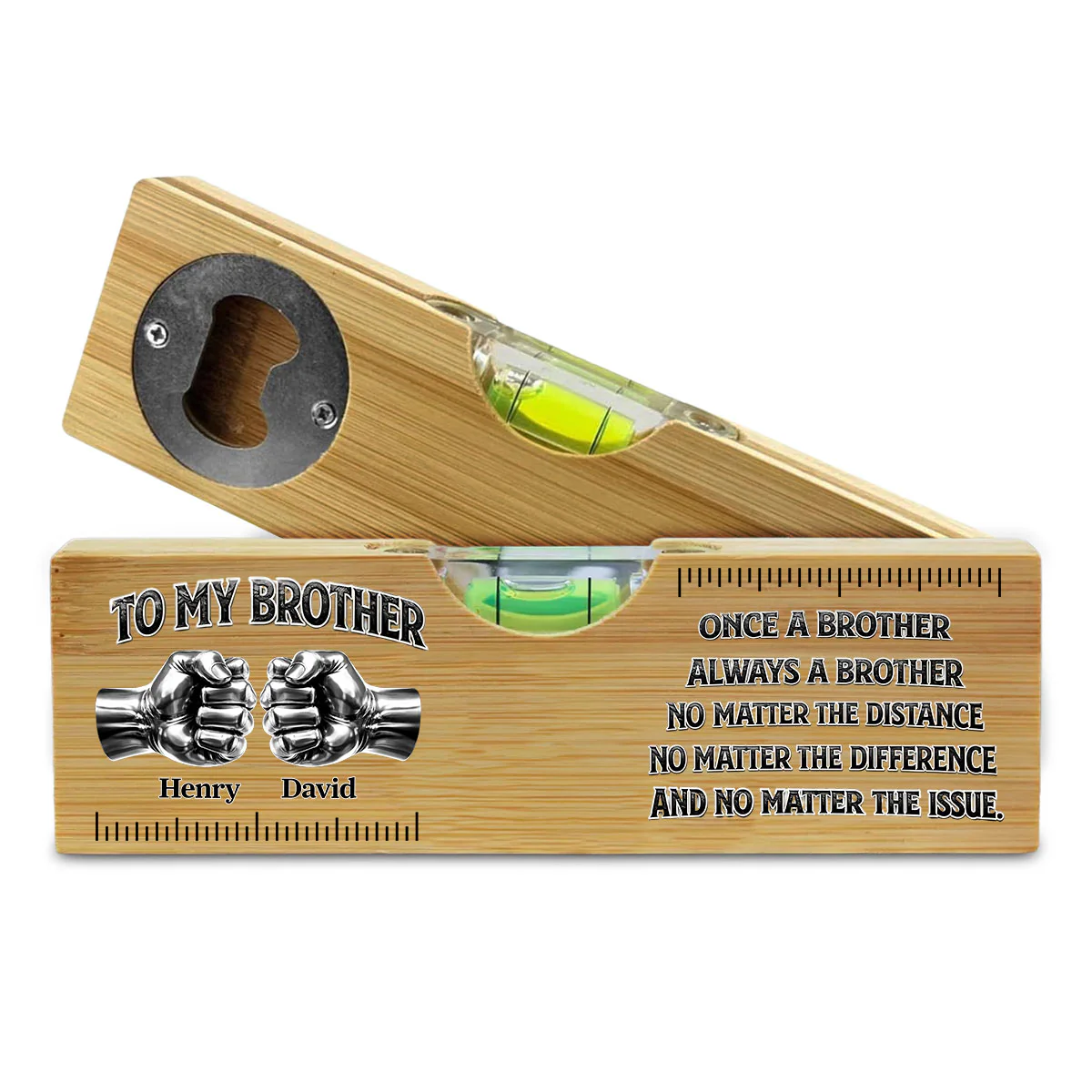 Once A Brother And Always A Brother - Personalized Custom Wooden Spirit Level Bottle Opener