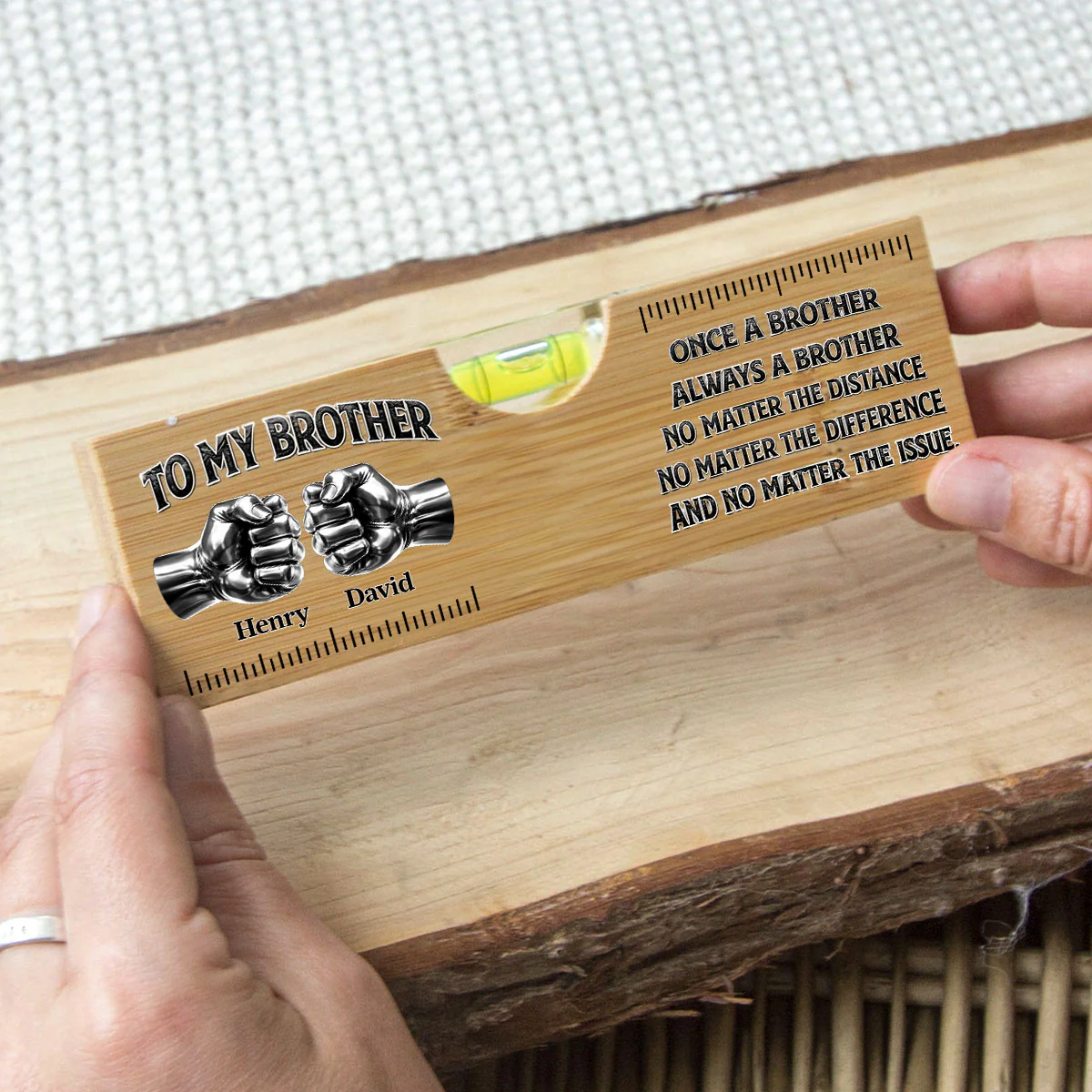 Once A Brother And Always A Brother - Personalized Custom Wooden Spirit Level Bottle Opener - Image 2