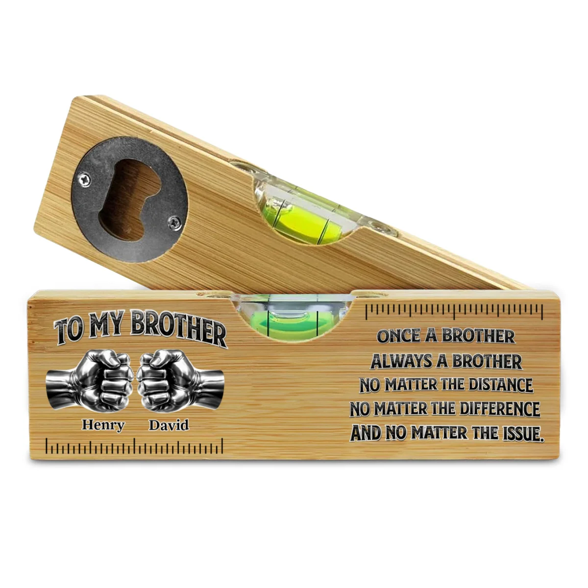 Once A Brother And Always A Brother - Personalized Custom Wooden Spirit Level Bottle Opener - Image 8