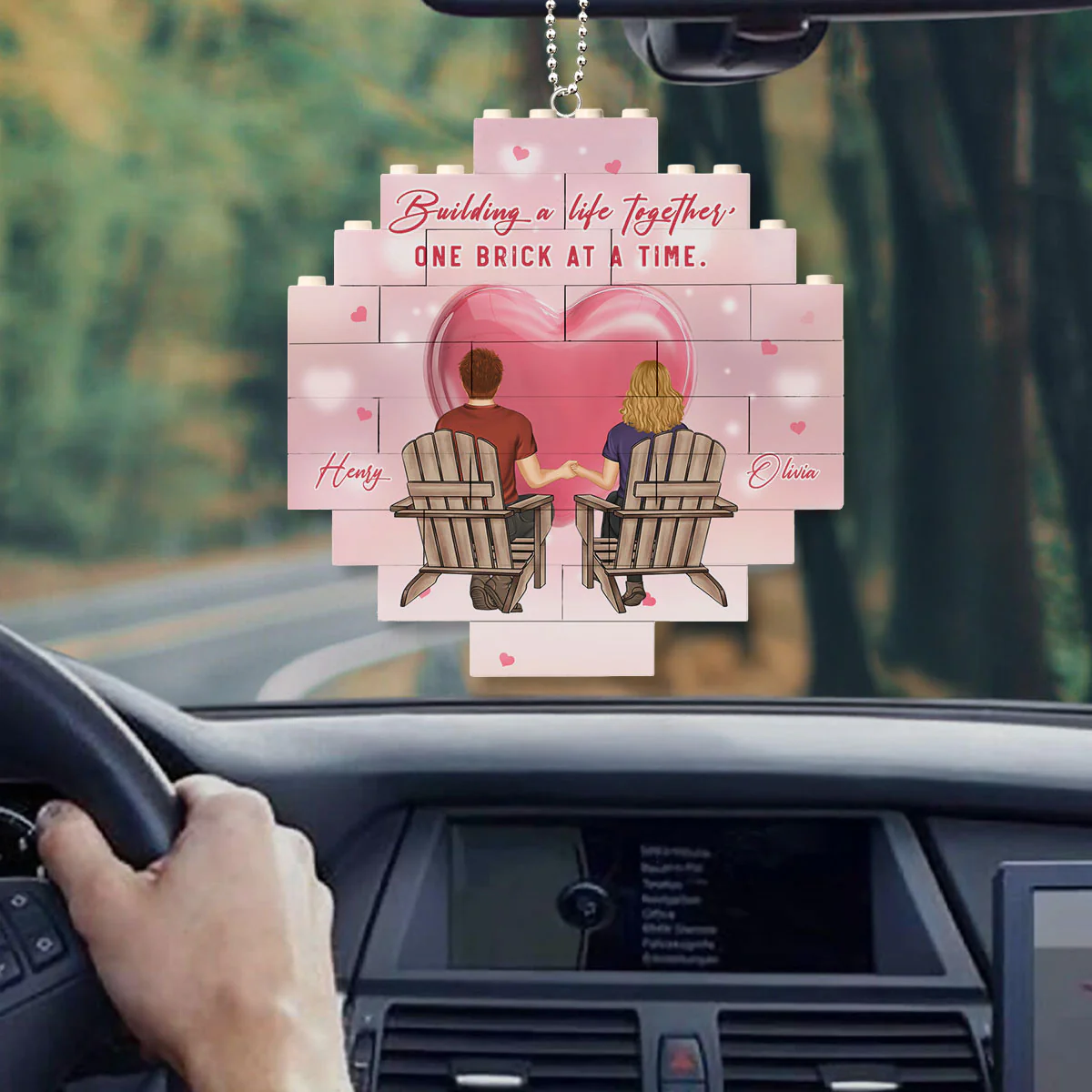 One Brick At A Time- Personalized Custom Puzzle Car Ornament - Image 3