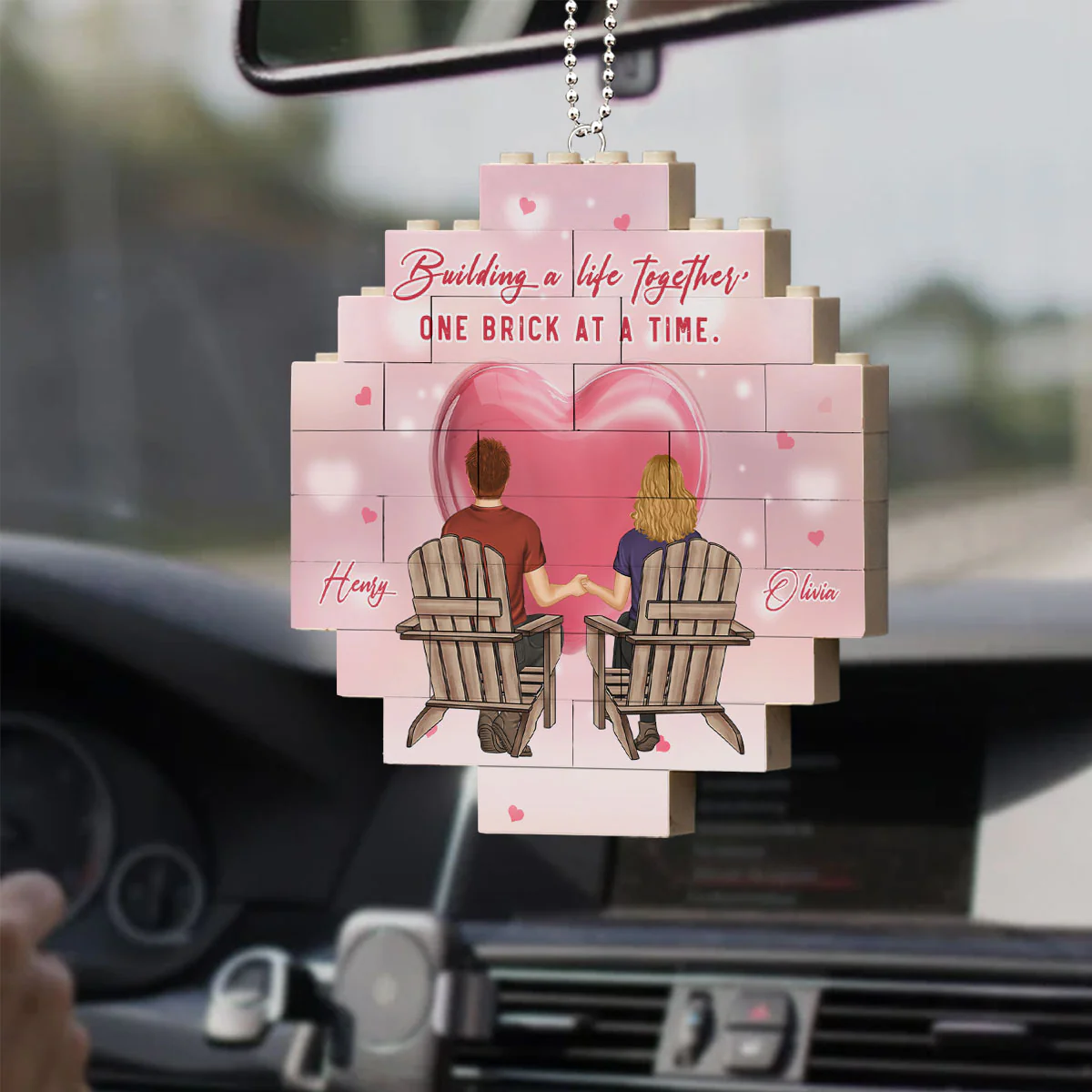 One Brick At A Time- Personalized Custom Puzzle Car Ornament - Image 4