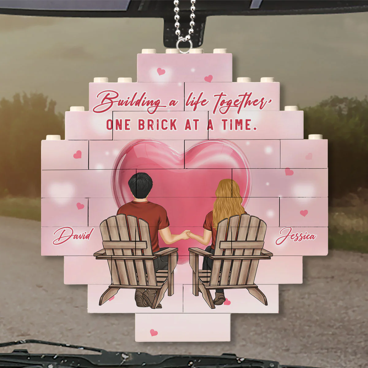 One Brick At A Time- Personalized Custom Puzzle Car Ornament - Image 5
