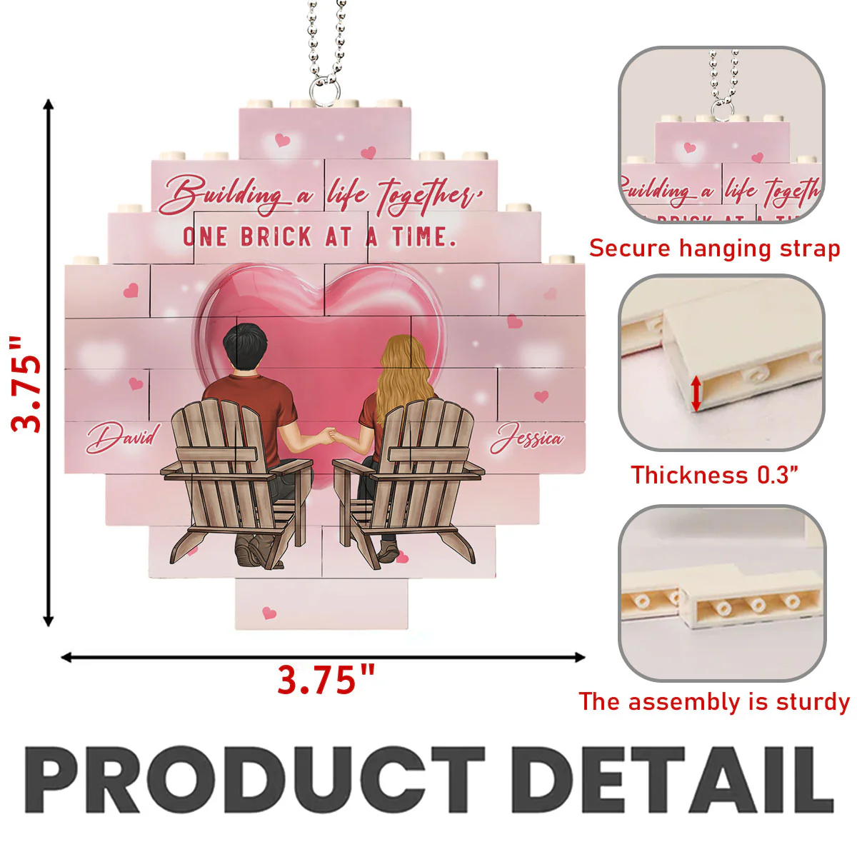 One Brick At A Time- Personalized Custom Puzzle Car Ornament - Image 6