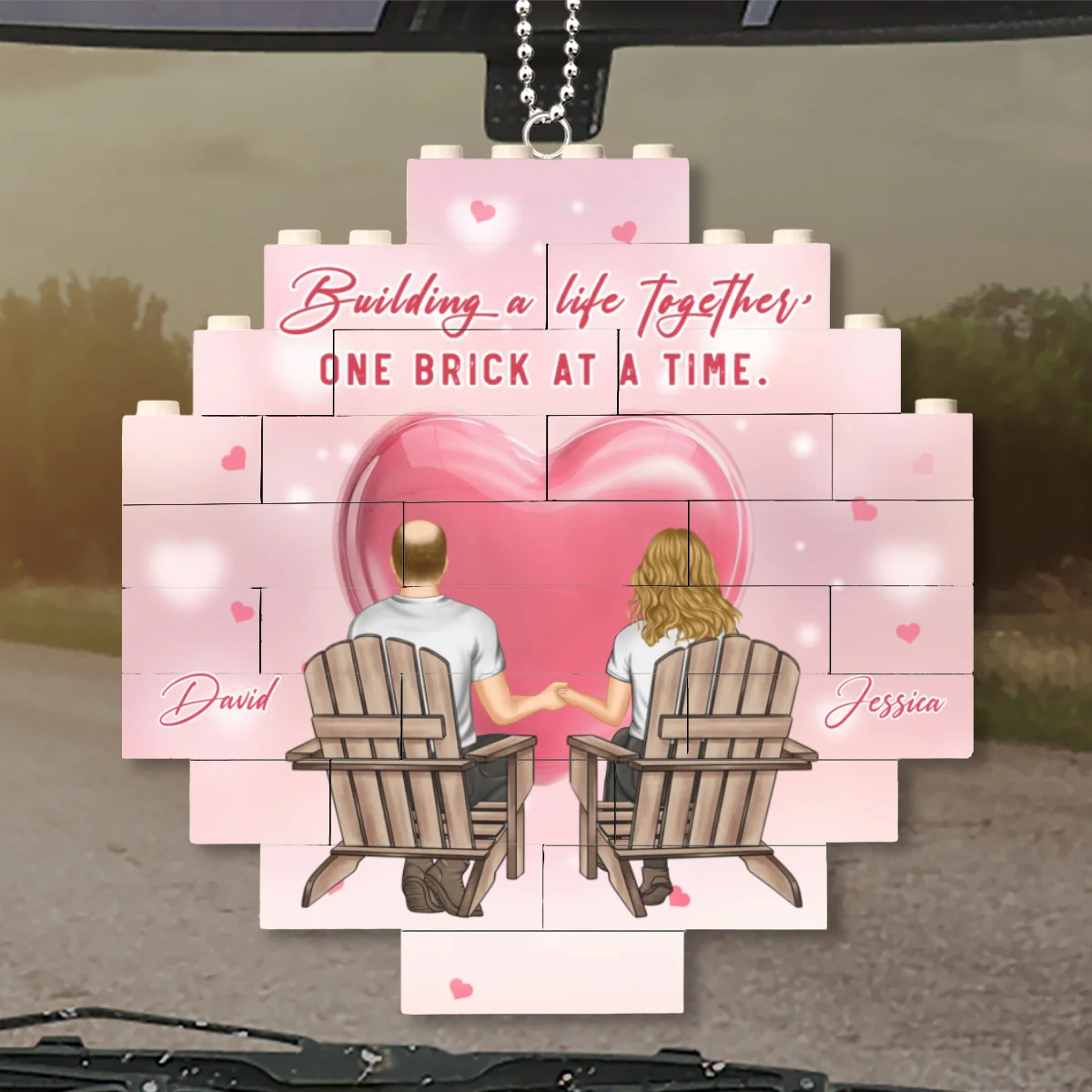 One Brick At A Time- Personalized Custom Puzzle Car Ornament - Image 7