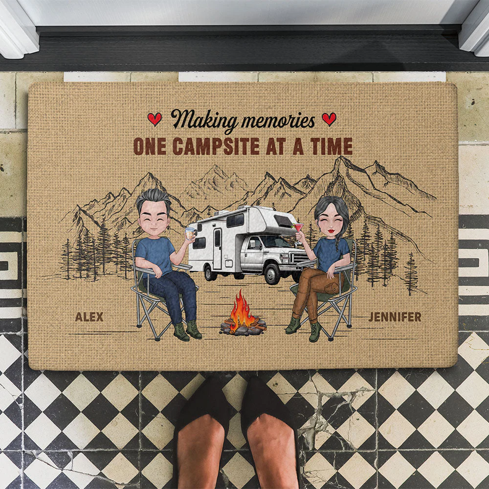 One Campsite At A Time  - Personalized Custom Doormat - Image 2