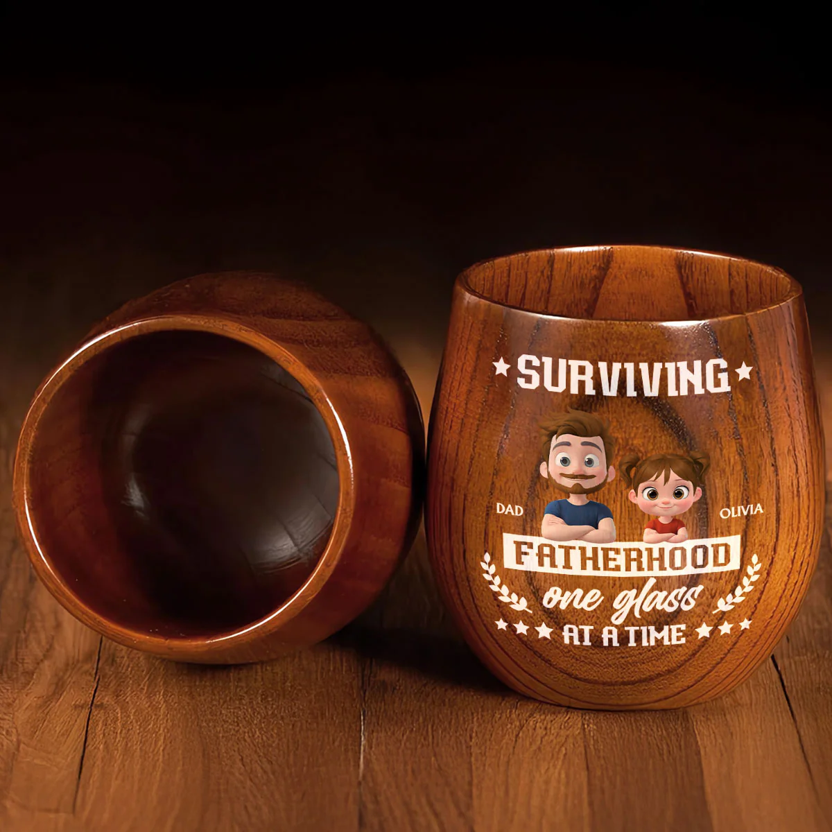 One Glass At A Time - Personalized Custom Wooden Whiskey Glass - Image 5