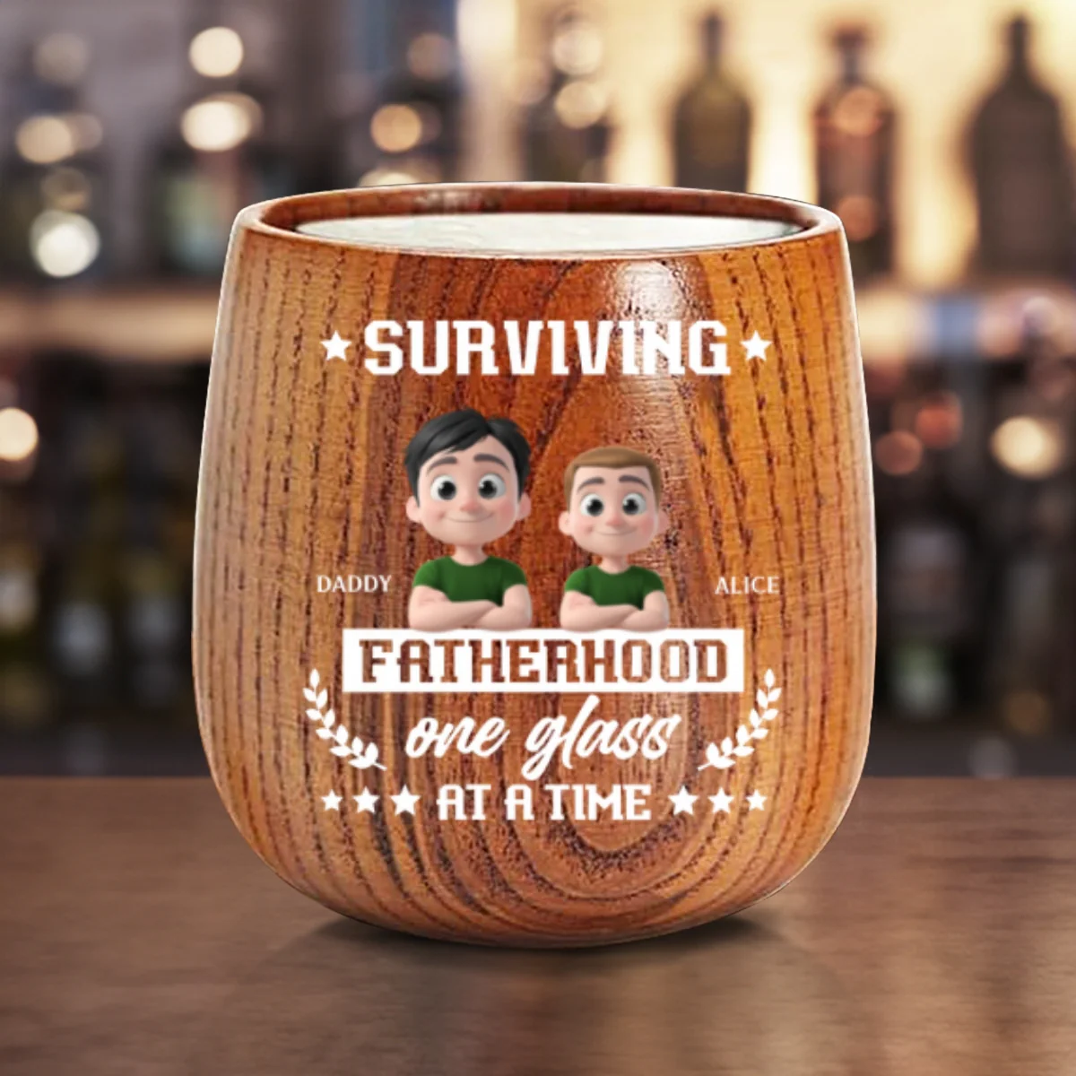 One Glass At A Time - Personalized Custom Wooden Whiskey Glass - Image 7