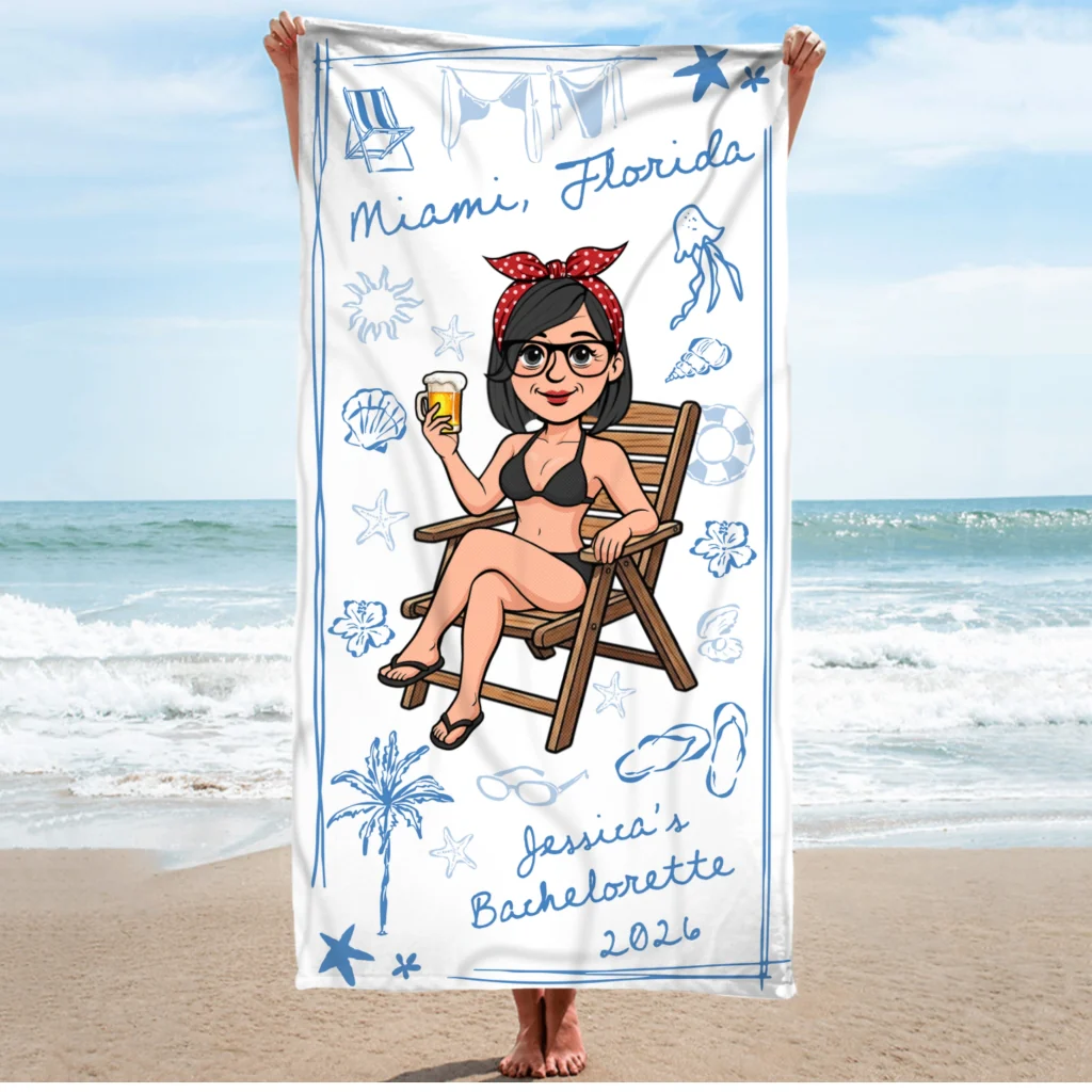 One Last Beach Bash - Personalized Custom Beach Towel - Image 6