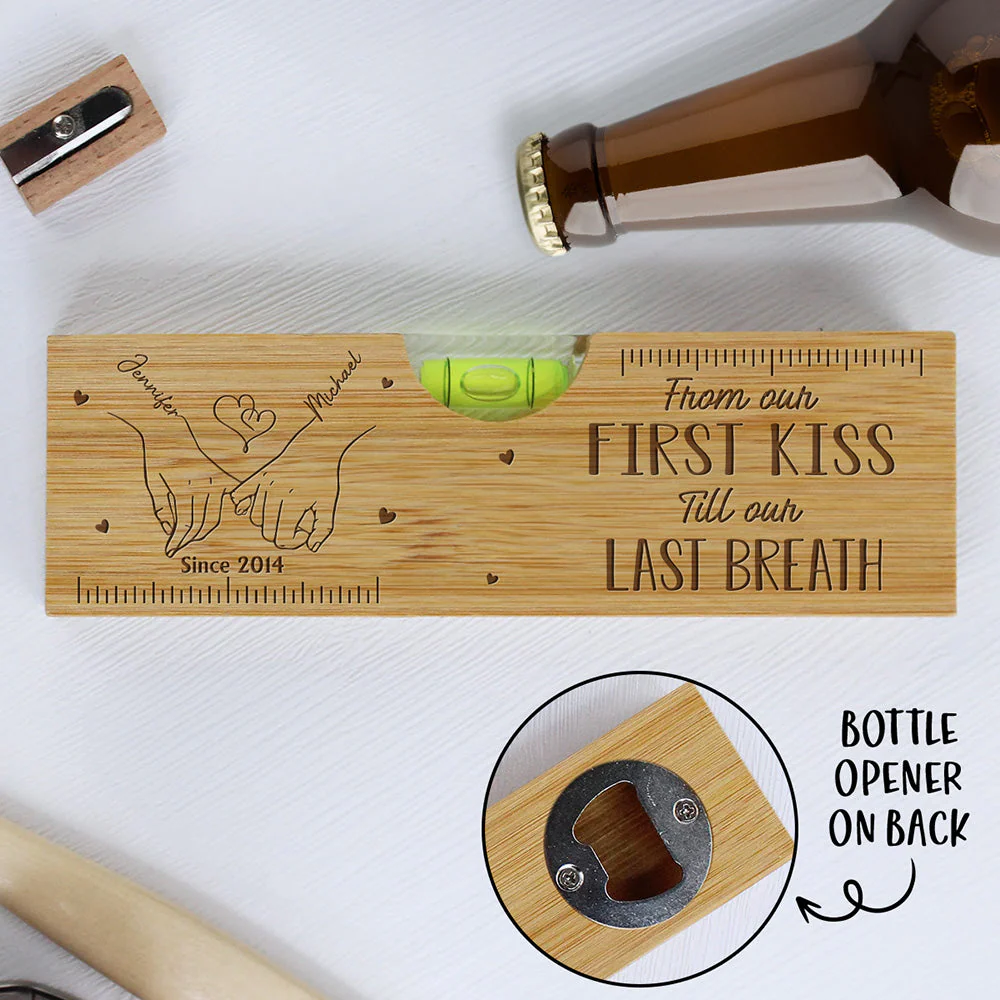 Only Love - Personalized Custom Engraved Wooden Spirit Level Bottle Opener