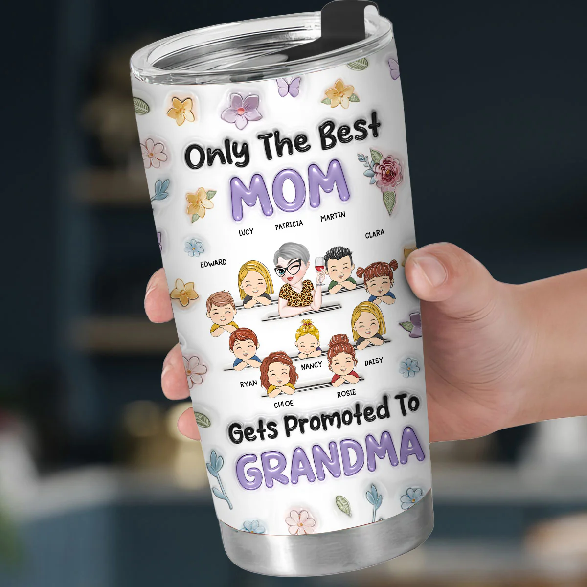 Only The Best Mom Gets Promoted To Grandma - Personalized Custom 3D Inflated Effect Tumbler - Image 5