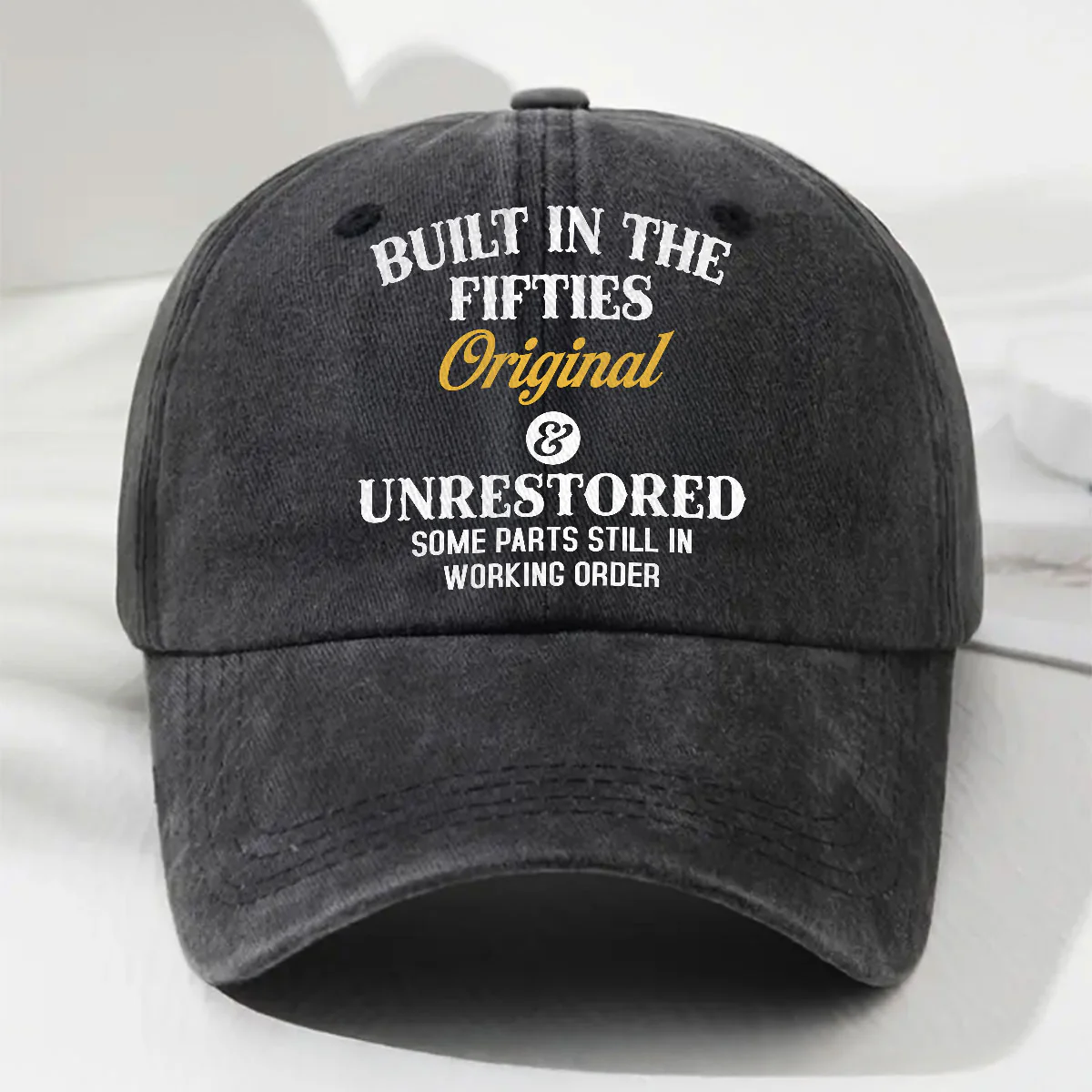 Original And Unrestored - Personalized Custom Vintage Washed Denim Cap