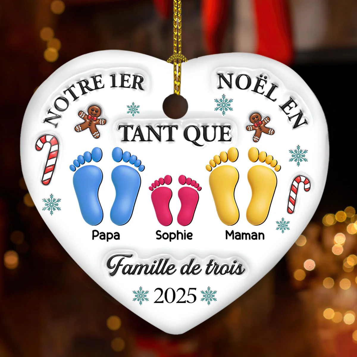Ornement En Céramique Personnalisé À Effet 3D - Notre Premier Noël - Image 2
