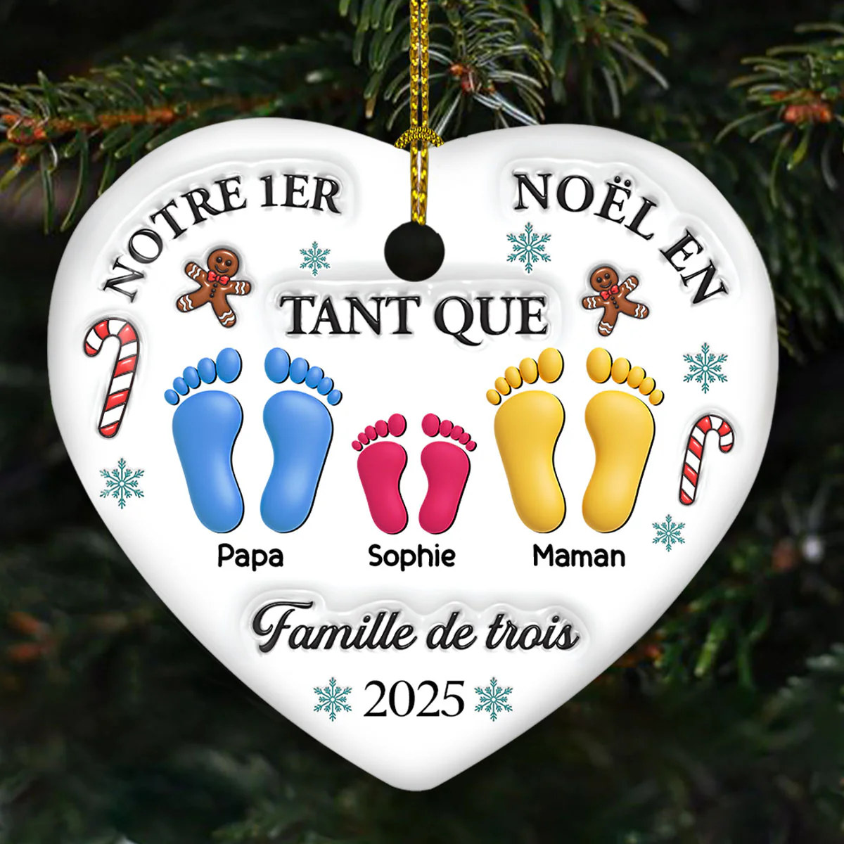 Ornement En Céramique Personnalisé À Effet 3D - Notre Premier Noël - Image 3