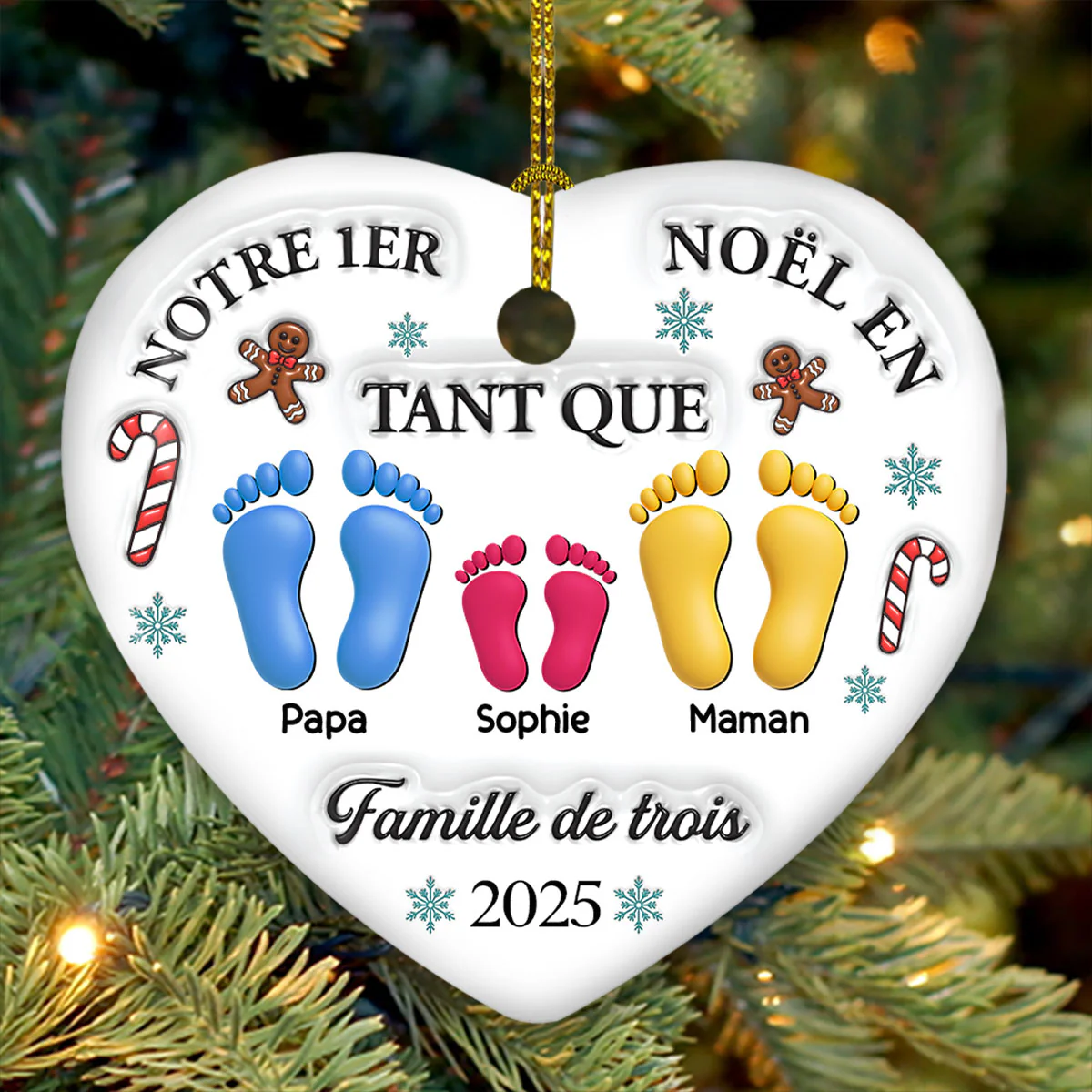 Ornement En Céramique Personnalisé À Effet 3D - Notre Premier Noël - Image 4