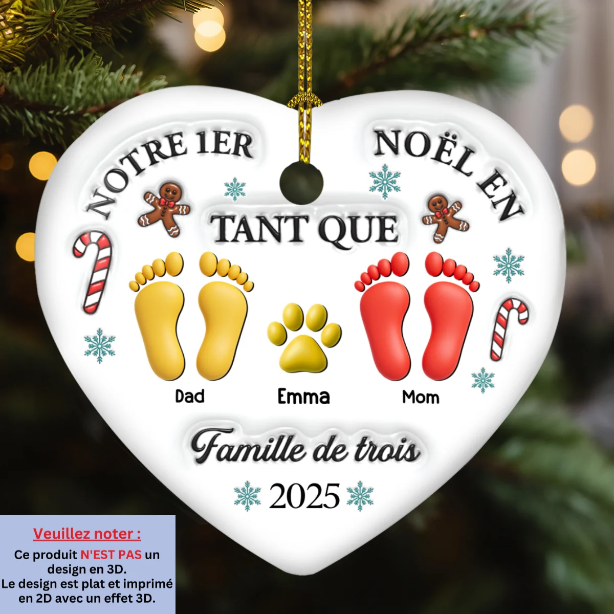 Ornement En Céramique Personnalisé À Effet 3D - Notre Premier Noël - Image 6