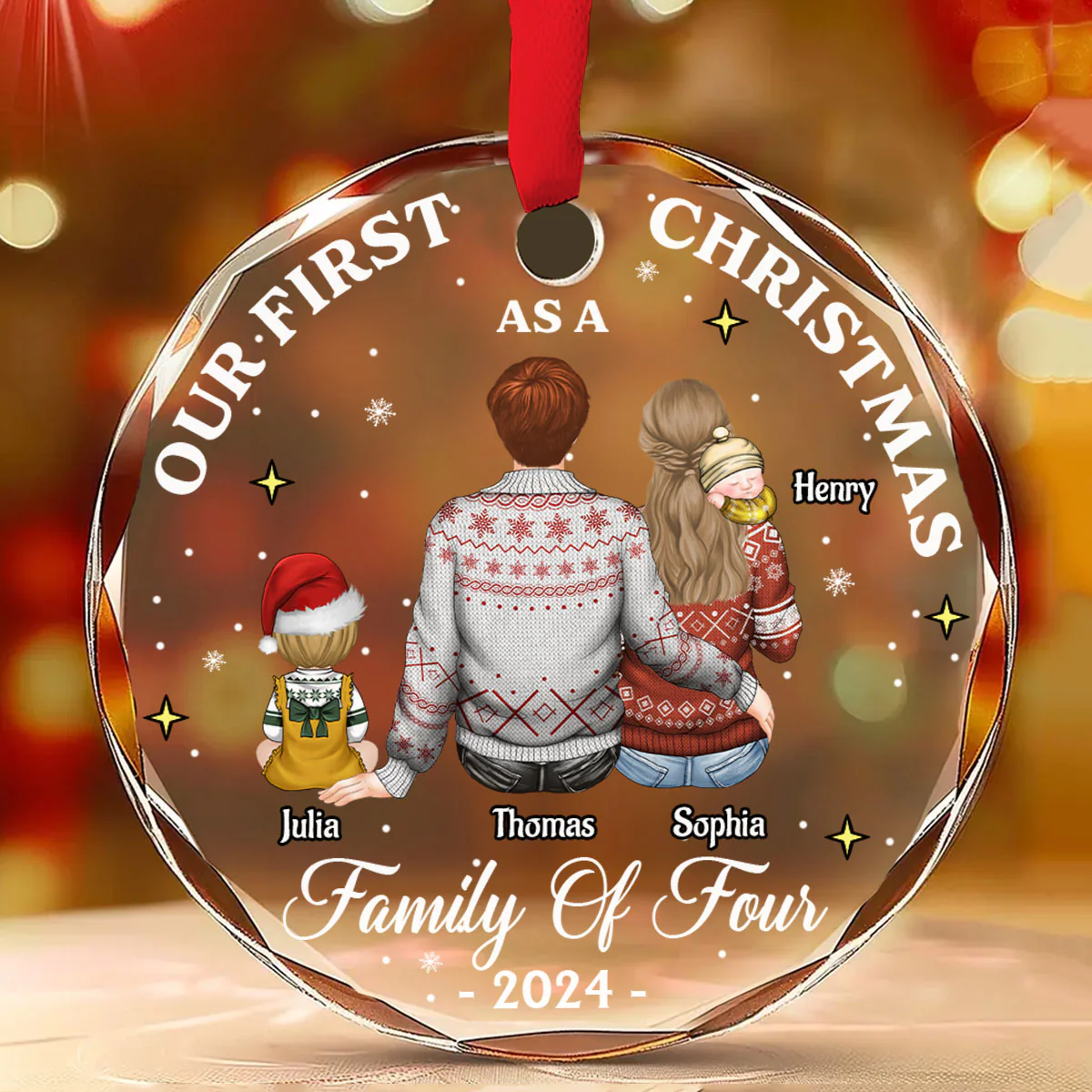 Our 1st Christmas As A Family - Personalized Custom Glass Ornament - Image 3