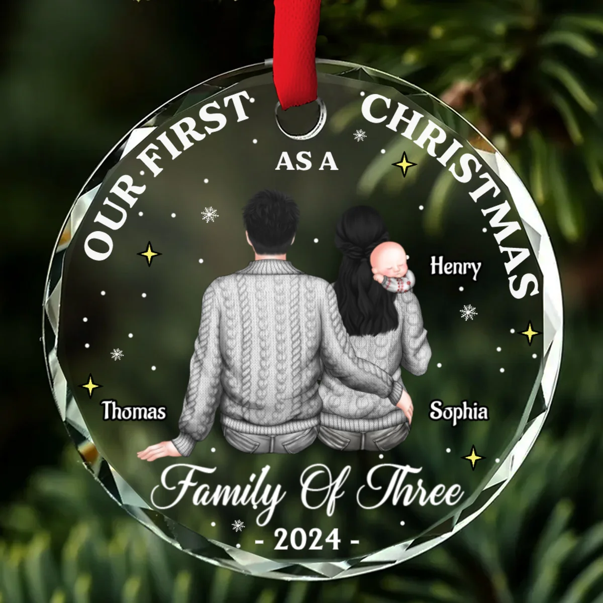 Our 1st Christmas As A Family - Personalized Custom Glass Ornament - Image 6