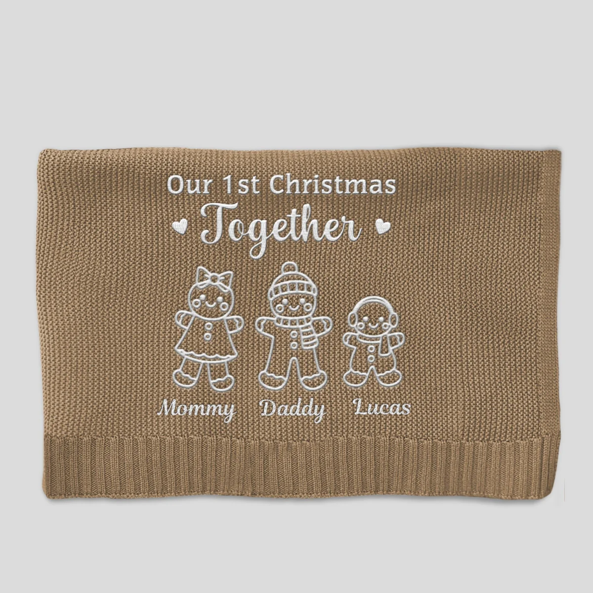 Our 1st Christmas Together - Personalized Custom Embroidered Knitted Baby Blanket - Image 7