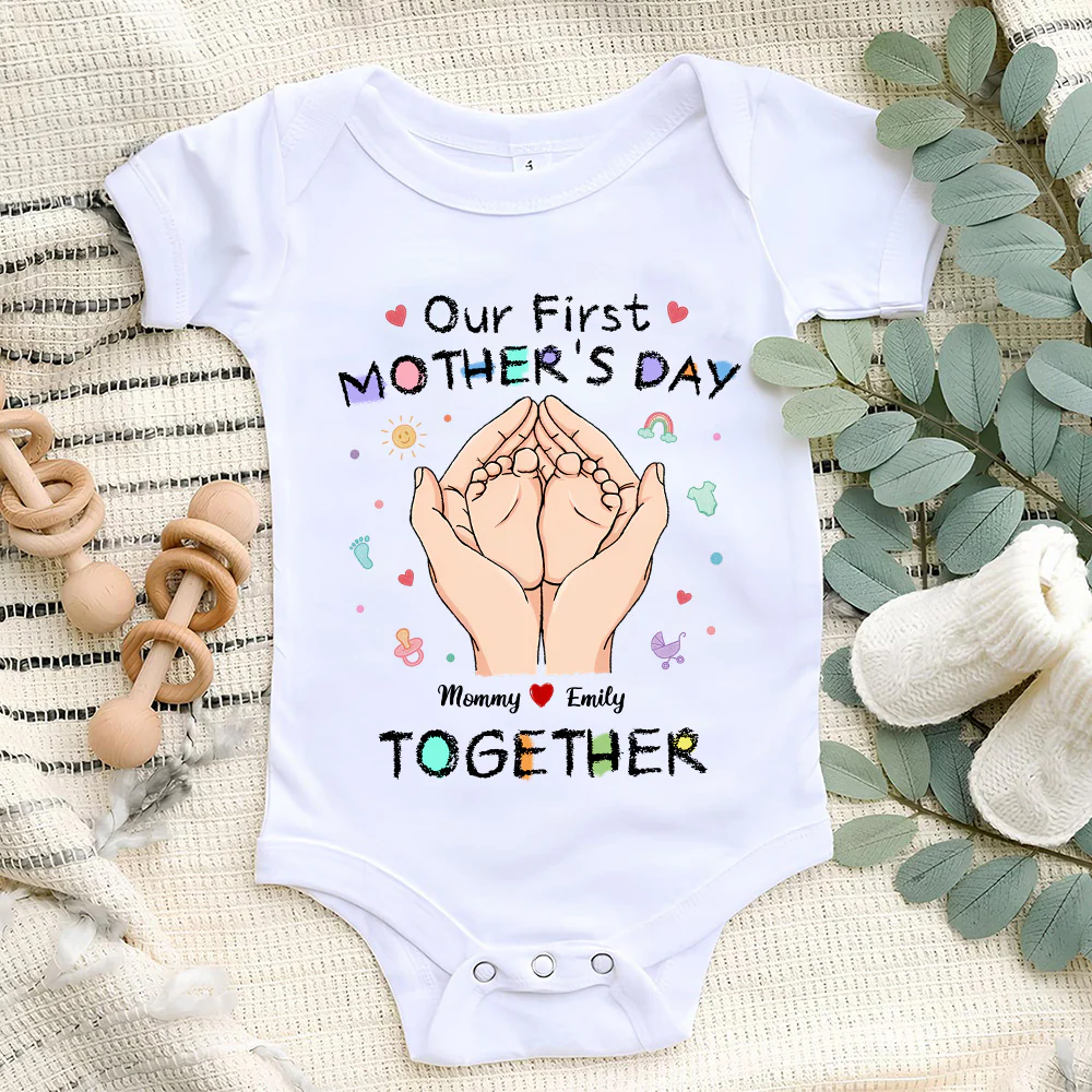 Our 1st Mothers Day - Personalized Custom Onesie - Image 5