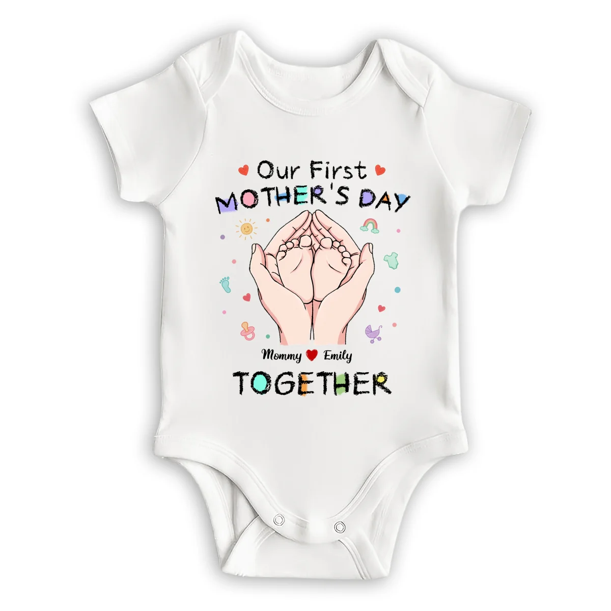 Our 1st Mothers Day - Personalized Custom Onesie - Image 6