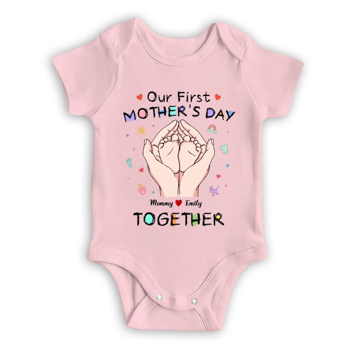 Our 1st Mothers Day - Personalized Custom Onesie - Image 9