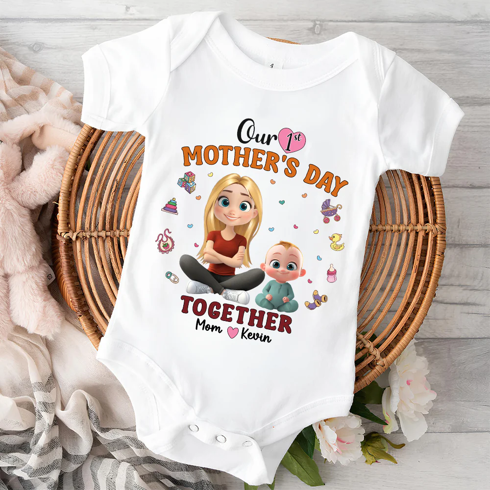 Our 1st Mothers Day Together - Personalized Custom Onesie - Image 2
