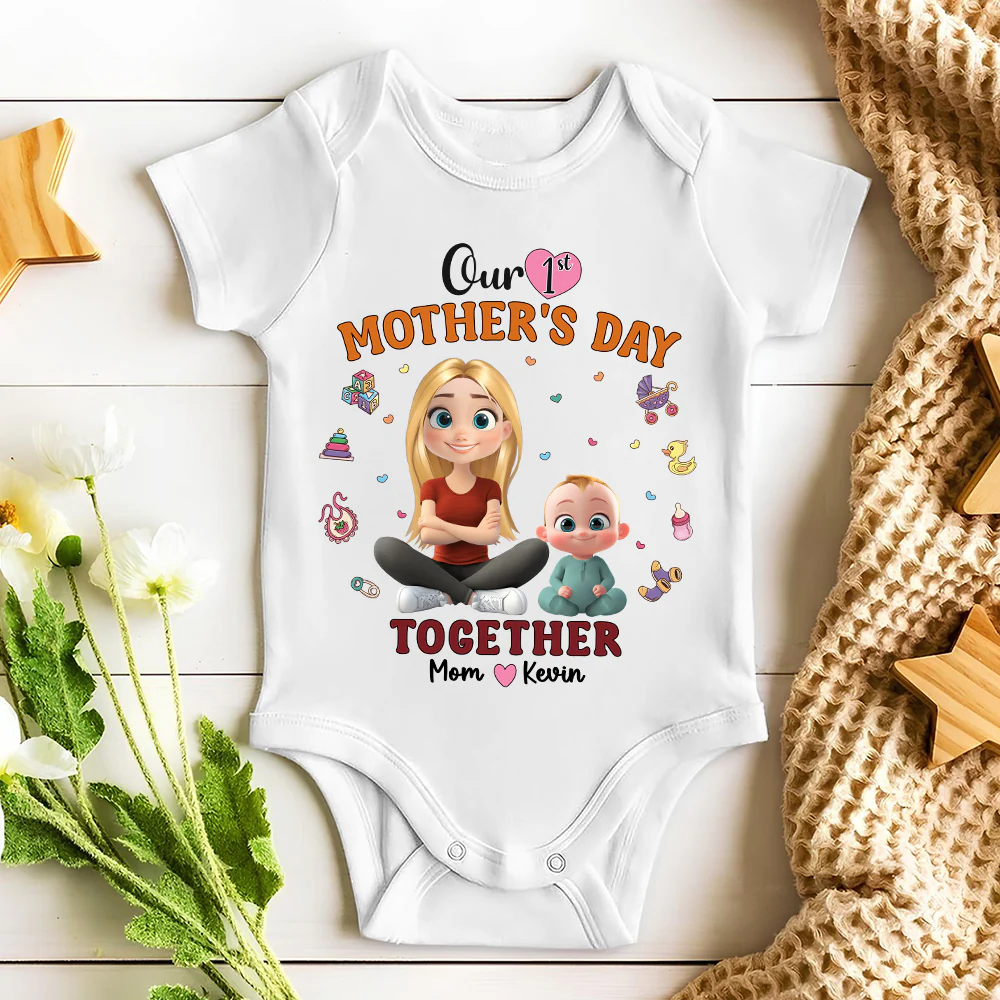 Our 1st Mothers Day Together - Personalized Custom Onesie - Image 3