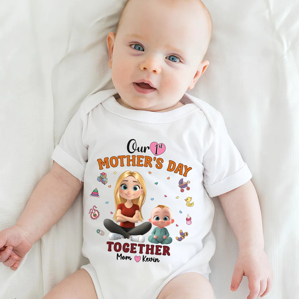 Our 1st Mothers Day Together - Personalized Custom Onesie - Image 5