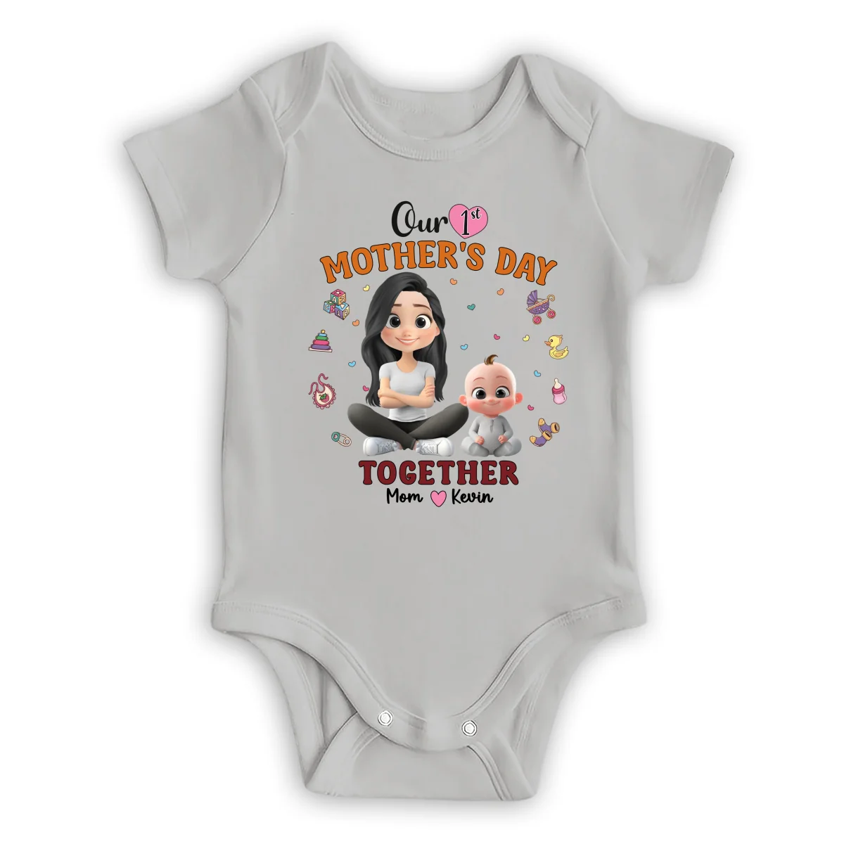 Our 1st Mothers Day Together - Personalized Custom Onesie - Image 7