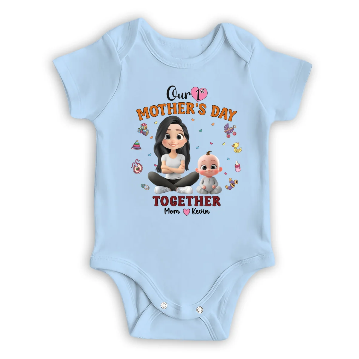 Our 1st Mothers Day Together - Personalized Custom Onesie - Image 8