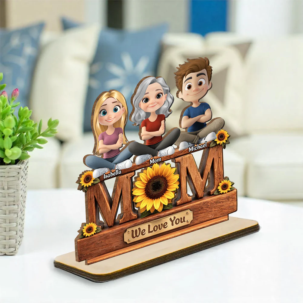 Our Amazing Mommy - Personalized Custom 2-Layer Wood Plaque With Flat Base - Image 2
