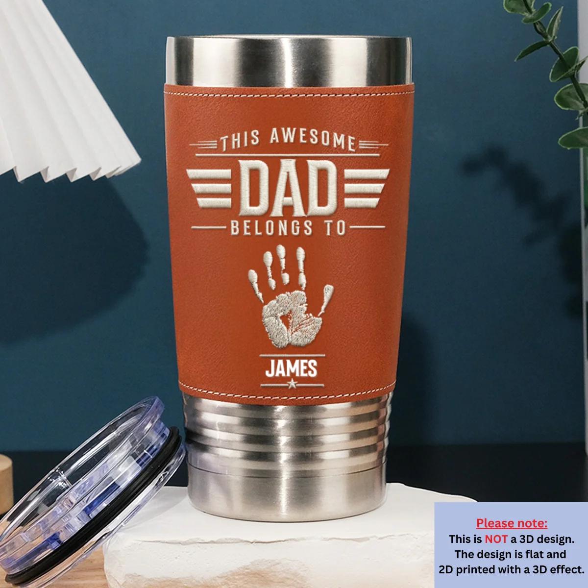 Our Awesome Dad - Personalized Custom Leather Tumbler - Image 6