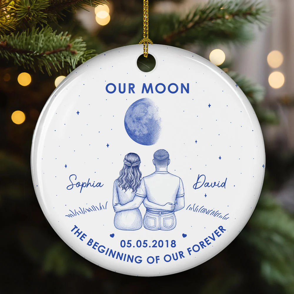Our Beginning- Personalized Custom Ceramic Ornament - Image 2