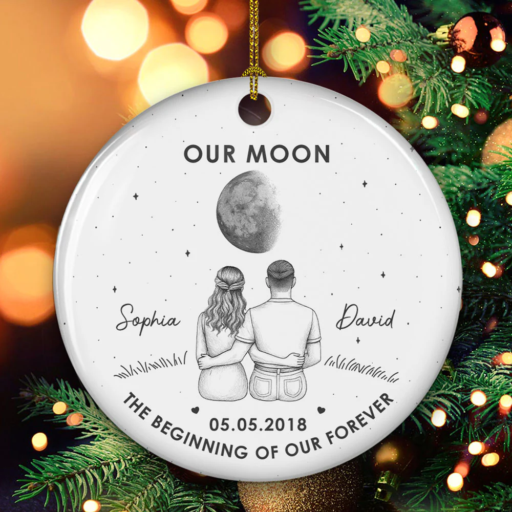 Our Beginning- Personalized Custom Ceramic Ornament - Image 3