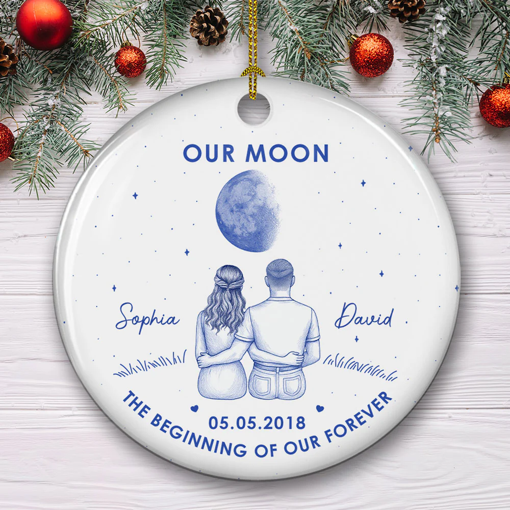 Our Beginning- Personalized Custom Ceramic Ornament - Image 4