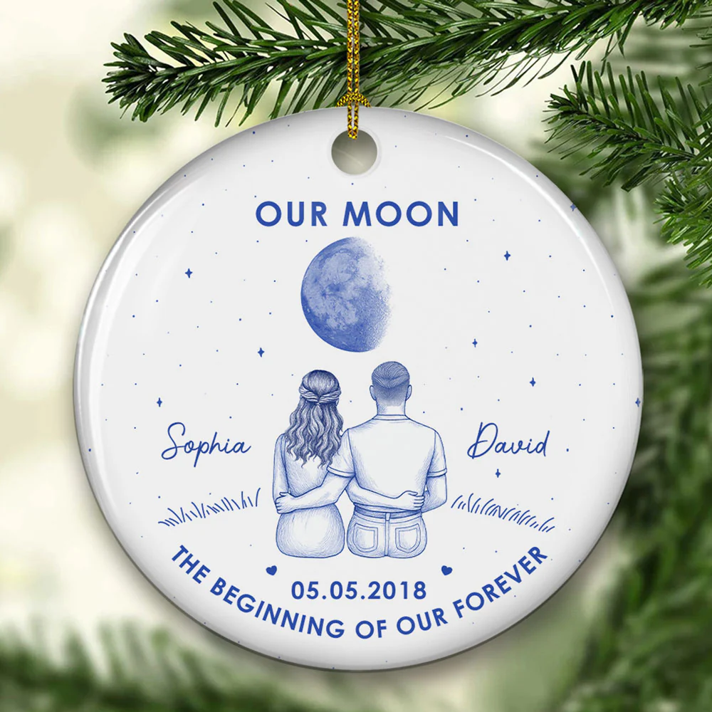 Our Beginning- Personalized Custom Ceramic Ornament - Image 5
