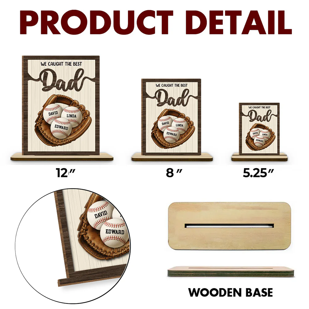 Our Best Daddy - Personalized Custom 2-Layer Wood Plaque With Flat Base - Image 5