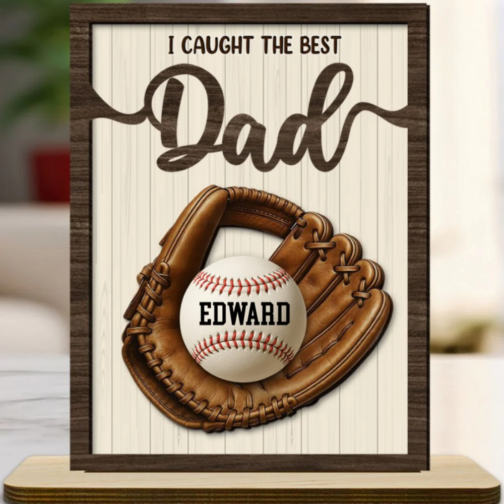 Our Best Daddy - Personalized Custom 2-Layer Wood Plaque With Flat Base - Image 7