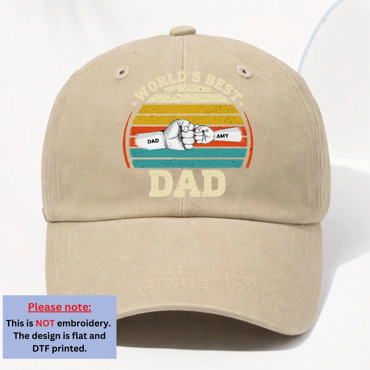 Our Best Daddy - Personalized Custom Vintage Washed Denim Cap - Image 10