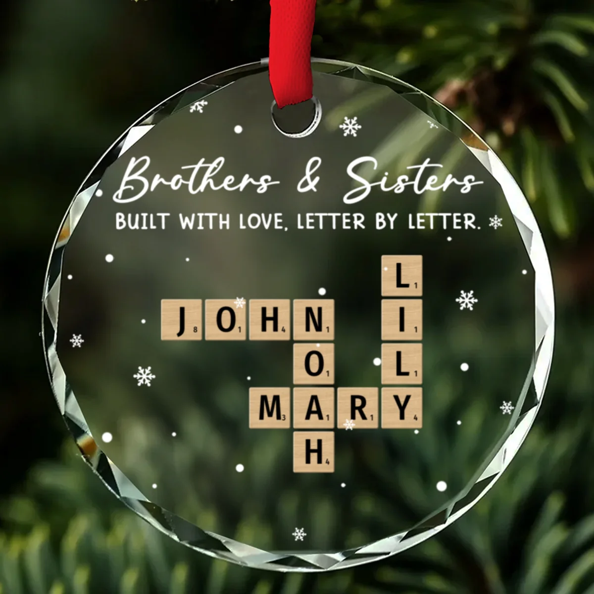 Our Bond Grows Letter By Letter - Personalized Custom Glass Ornament - Image 6