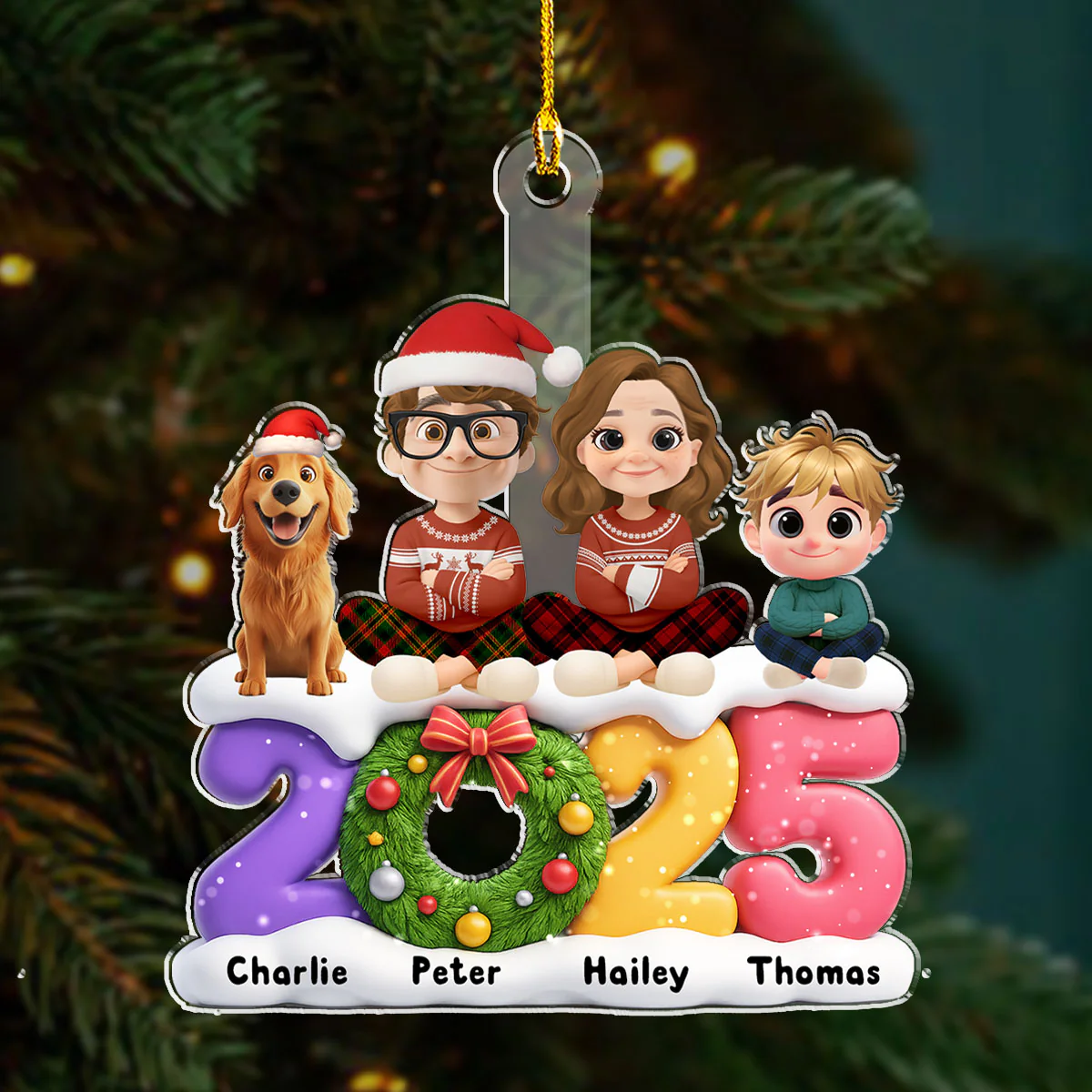 Our Christmas Our Love Family - Personalized Custom Acrylic Ornament - Image 3