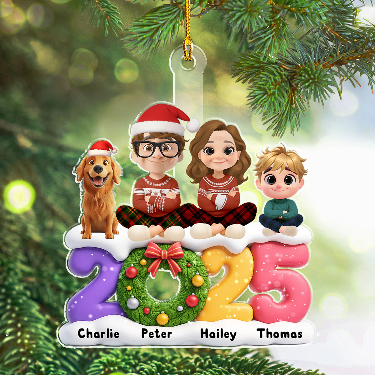 Our Christmas Our Love Family - Personalized Custom Acrylic Ornament - Image 5