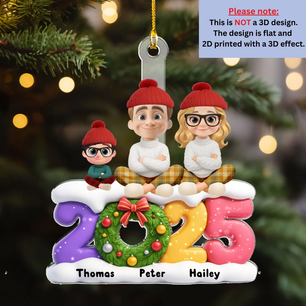 Our Christmas Our Love Family - Personalized Custom Acrylic Ornament - Image 7